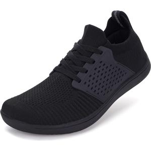 WHITIN Women's Wide Minimalist Barefoot Shoes | Zero Drop Sole (W85 | All Black)