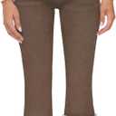 KDF Women's Fleece Lined Jeans Thermal Fleece High Waisted Bell Bottom Jeans Winter Warm Fleece Pants 2,Brown