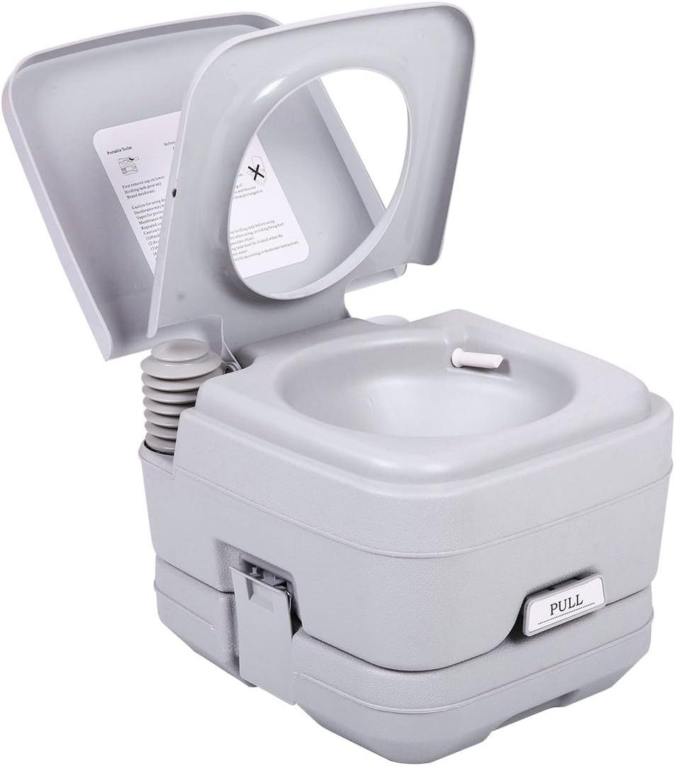JAXPETY 2.6 Gallon Outdoor Portable Toilet for RV Travel, Camping, Boating & Car, Leak-Proof Cassette Toilet, Grey