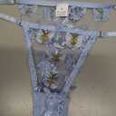 WDIRARA Women's 2 Piece Floral Embroidery Underwire Lingerie Set Mesh Bra and Panty Set Light Blue S