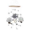 Cloud Baby Mobile for Crib, Grey Felt Nursery Decoration for Newborns, 19.67x7.87 Inch Hanging Mobile