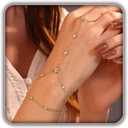 Listine Hand Chain Bracelet 14K Gold Plated Ring Bracelet Hand Chain Trendy Stuff for Women Dainty Hand Bracelets with Finger Ring Hand Jewelry for Women