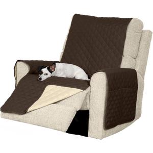 Furhaven Water-Resistant & Reversible Recliner Chair Cover Protector w/ Side Pockets for Dogs, Cats, & Children - Two-Tone Pinsonic Quilted Living Room Furniture Cover - Espresso/Clay, Recliner