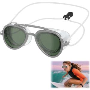 Full-View Swim Goggle Anti-Fog Swimming Goggles,Polarized Swim Goggles for Adults,Adjustable Sports Eyewear, Water Goggles (Green)