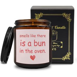 Pregnancy Announcement Gifts Candle, Baby Announcement Candle Gifts for Parents Grandparents Family, Mothers Day New Mom Gifts, Smells Like There is a Bun in The Oven Soy Scented Jar Candles