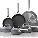 Ninja Foodi NeverStick Professional 12-Piece Cookware Set, Hard-Anodized, Nonstick, Durable & Oven Safe to 500F, Slate Grey, C39800