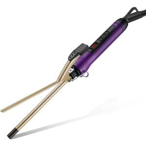 3/8 Inch Small Curling Iron Wand for Short & Long Hair, Ceramic Small Barrel Curling Iron Tiny Curling Wand with Adjustable Temperature, Include Heat Resistant Glove