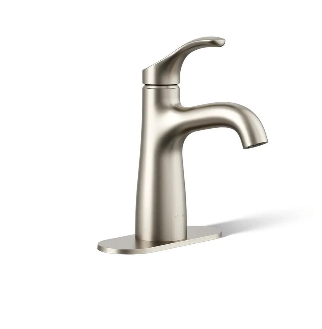 Kohler 27389-4K-BN Simplice Bathroom Sink Faucet, 1 Hole, Single-Handle Bathroom Faucets with Clicker Drain, 1.0 gpm, Vibrant Brushed Nickel