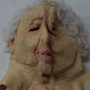 Old Man Mask Latex Elder Halloween Mask Old Person Cosplay Mask with Gray Wig