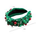 3 x Ivyu Christmas Headbands for Women Adults Girls Green Headband with Jeweled Pearl Sparkly Headbands