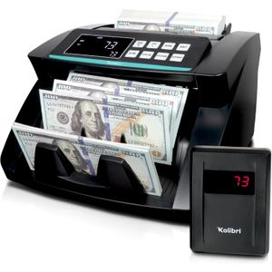KOLIBRI Money Counter Machine with Advanced Fake Detection & LCD Display | 1,500 Bills per Minute Single-Denomination Cash Counter | Bill Counter Machine (US Customer Support)