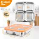 4 Pack Stainless Steel Snack Containers with Lids, 4-Compartment Leakproof Bento Snack Boxes, Reusable Dishwasher Safe Food Storage Containers for Adults, Office, Travel & Meal Prep (4pack-a)