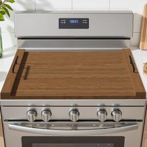 Gas Stove Top Cover: Wooden 30 * 22 inches Noodle Board Stovetop Covers with Handles, Wood Cutting Board for Kitchen Gas Stove and Electric Stove, 0.6
