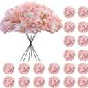 20 Pcs Pink Hydrangea Artificial Flowers Bulk, Faux Hydrangea Flowers Heads, Artificial Fake Silk Hydrangea Flowers with Stems, Pink Flowers Artificial for Decoration Wedding Dcor