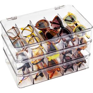 Sunglass Organizer, Clear Glasses Holder for Nightstand and Storage, Prescription Eye Glasses Display Case
