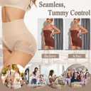 SURE YOU LIKE Tummy Control Shapewear for Women Lace Mid Waisted Underwear Body Shaper Panties (Beige, M)