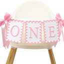 Girls 1st Birthday Decorations - Pink Bow High Chair Banner, Bow First Birthday Photo Props, Pink Bow Cake Smash Party Decorations, Sweet One Birthday Highchair Banner(Pink Bow HighChair Banner)