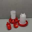 Chick Feeder and Waterer Kit, Top Fill 3.3LBS Feeder and 0.4Gal Waterer with Scoop and 3 Adjustable Heights Legs Red