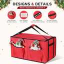 Christmas Ornament Storage Box, Organizer with 8 Removable Trays and Adjustable Dividers Holds 128 Pcs Decoration Balls, Dual Zipper for Christmas Ornament Storage (Red)