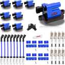 8 Pack Blue Square Ignition Coil Pack and Spark Plugs and Wires Set for Chevrolet Chevy Silverado 1500 2500 HD Avalanche Suburban Express GMC Savana Sierra, for Hummer H2 4.8L 5.3L 6.0L Replaces UF271