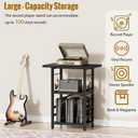 YAKANJ Record Player Stand with Extended Desktop,Large Record Player Table with Vinyl Storage,Turntable Stand with Record Holder Vinyls Display Shelf for Music Room Studio,Modern Black, 15.75 x 19.69 x 30.31 inches