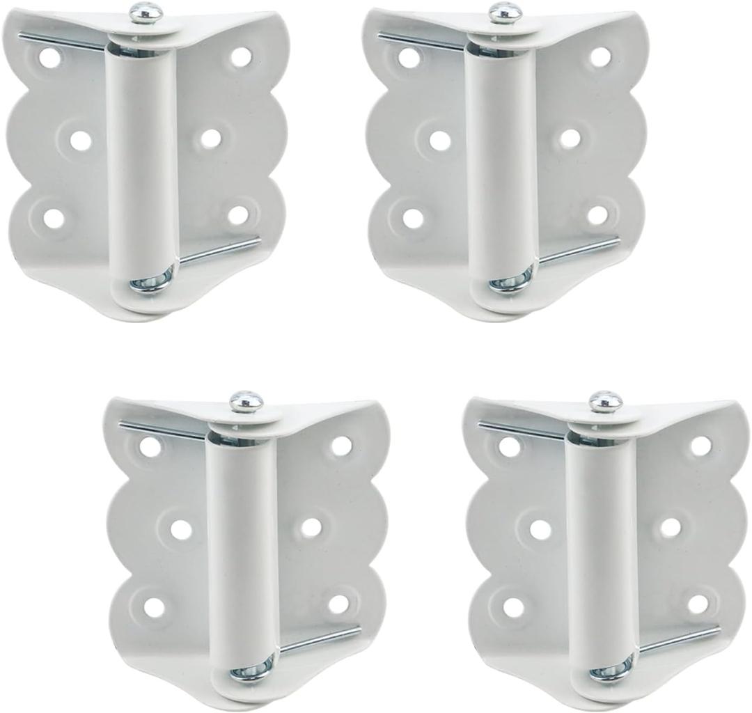 T Tulead 4 PCS Spring Loaded Hinges White Auto Close Door Hinges Self Closing Door Hinges for Commercial Residential Interior Exterior Doors 3.15"2.67"1.26" Door Hardware with Mounting Screws