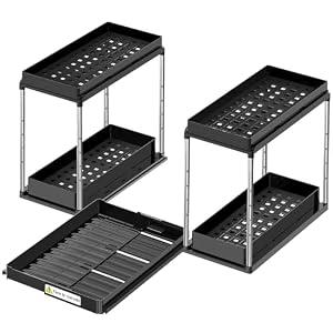 NIUXX Expandable Under Sink Organizer: 2 Tier Height Adjustable