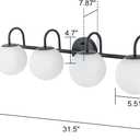 Globe Vanity Light, 31" Modern Gold Bathroom Light Fixtures Mid-Century Milk Glass Vanity Light 4-Light Wall Sconce Black