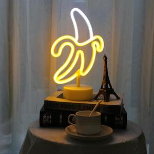 GUOCHENG Neon Light Sign LED Table Night Lights - Battery & USB Power Creative Banana Lamps for Home, Nursery, Bedroom - Decoration Gift for Kids