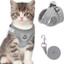 Cat Vest Harness and Small Dog Vest Harness for Walking, All Weather Mesh Harness, Cat Vest Harness with Reflective Strap, Step in Adjustable Harness for Small Cats (Gray, S)