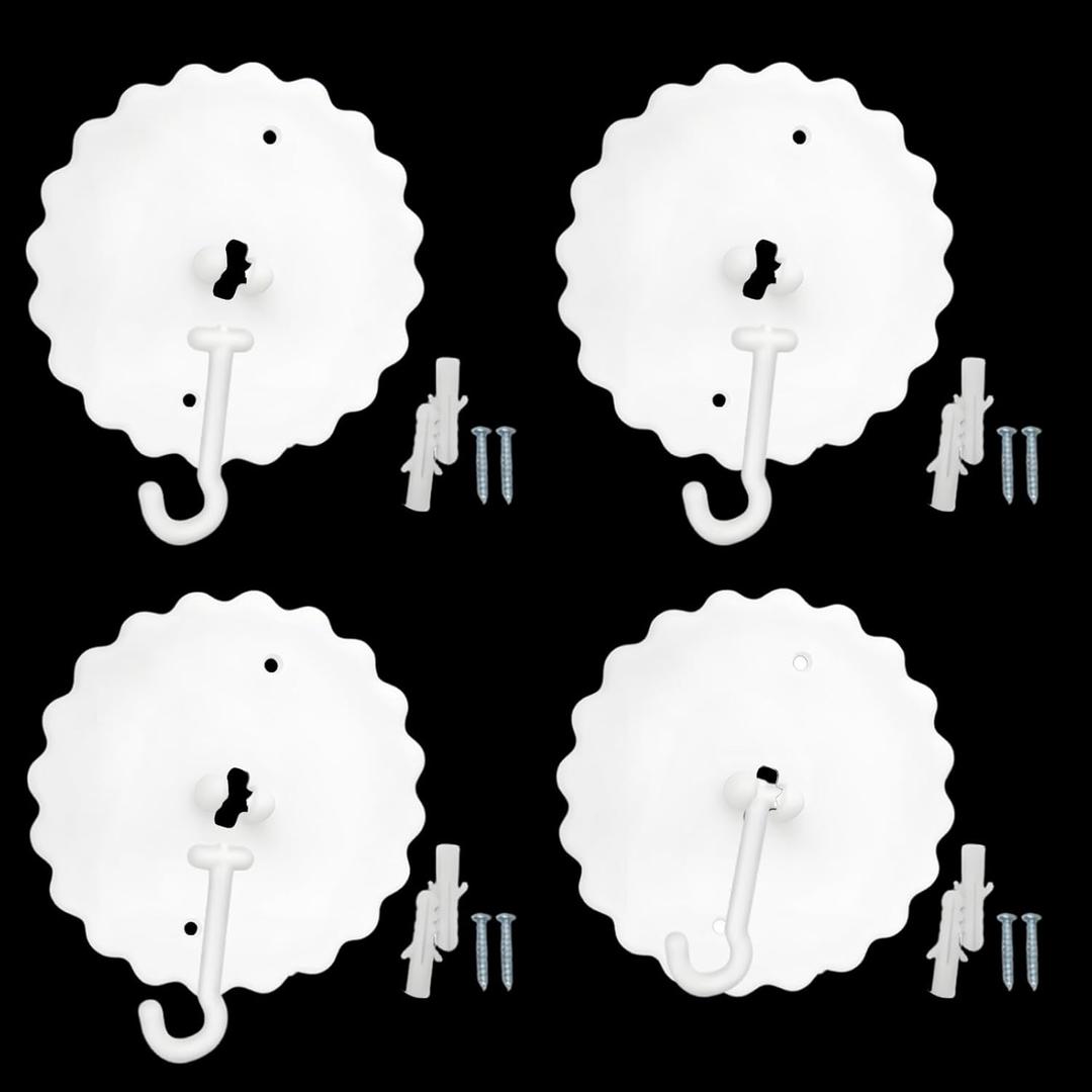 4 Sets Canopy Hooks for Ceiling Bed Crown and Wall Mount Hanging Hooks with Adhesive Tent Mosquito Net Hangers Removable Sticker Hook Anchors for Mosquiteros Flower Style