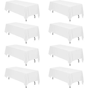 BRILLMAX 8 Pack White Tablecloths 70 x 120 Inch for 6ft or 8ft Rectangle Tables - Rectangular Bulk Linen Polyester Fabric Washable Cloth Cover for Wedding Reception Banquet Birthday Party
