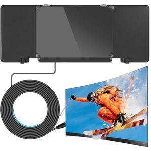 TV Antenna Indoor/Outdoor, 680+ Miles Long Range HDTV Antenna for Smart TVs, Supports 8K 4K 1080p, Amplified Signal for Local Channels, Includes 16.5ft Coaxial Cable (3036, Black)