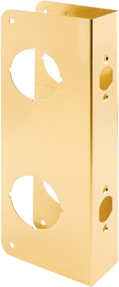 Prime-Line U 9479 Brass Lock and Door Reinforcement Plate for 1-3/4 In. Thick Doors, Brass Finish (Single Pack)