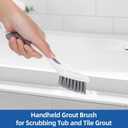 Qaestfy Grout Brush with Long Handle for Cleaning, Stiff Bristles Handheld Tile Scrub Brush, V-Shape Crevice Cleaning Brush for Floor Deep Cleaning