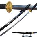 Katana Last Samurai Sword - Real Stainless Steel, Full Tang, Hand Forged, Not Carbon Steel, Free Stand Hand Forged Made (Black)