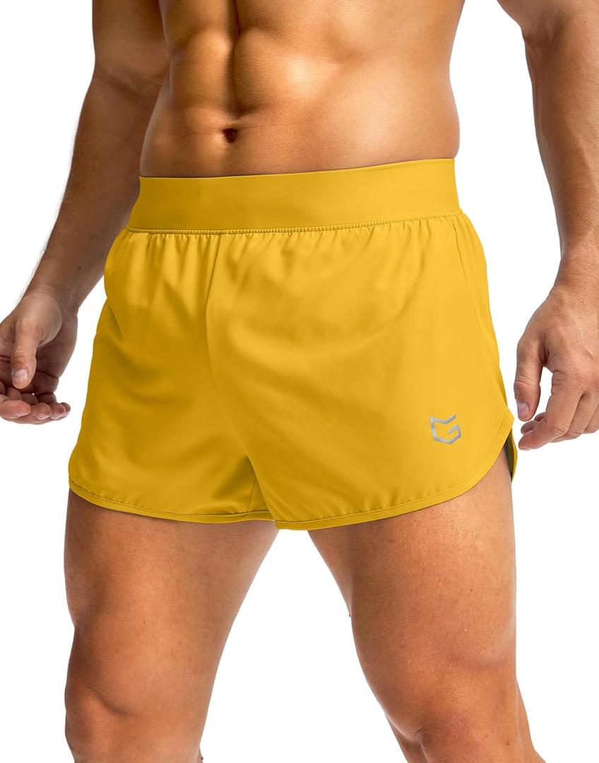 G Gradual Running Shorts for Men 3 Inch Lighweight Quick Dry Workout Gym Athletic Jogging Shorts with Inner Key Pocket (Yellow)