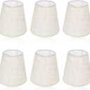 Chandelier Lamp Shades Set of 6, 5 Inch Mini Barrel Lampshades Replacement Small Clip on Linen Lampshade for Table Lamp Wall Sconce Ceiling Light Candelabra Light Bulbs Bottom 5.5''x 3.5''x 5.1''