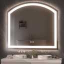 Hasipu 40" x 36" Arch LED Bathroom Mirror, Frontlit Wall-Mounted Vanity Mirror with Lights, Defogging, Smart Touch, Dimmable 3 Color Modes, Safety Shatterproof Glass Coating