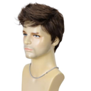 BEAUTY FLAG Mens Brown Wig Short Layered Natural Fluffy Synthetic Hair Wig Heat Resistant Halloween Cosplay Party Music Festival Wigs for Handsome Male Man