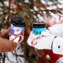 Fancy Land 24 Pcs 16 Ounces Christmas Disposable Coffee Cups Merry Xmas Paper Cups with Lids Sleeves Holiday Cold Beverage Hot Chocolate Drinks Dinner Party Tableware Decorations Supplies Character