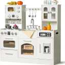 Play Kitchen for Kids, Wooden Play Kitchen Set with Realistic Features, Small Play Kitchen Toy Designed Ideal for Toddlers, for Ages 3+