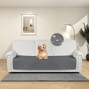 DUJUIKE 100% Waterproof Couch Cover for Dog, Dog Bed Cover Protector, Pet Blanket, Sofa Furniture Protector for Kids & Pets, Non-slip Bottom, Couch Covers for 3 Seater(Grey, 76 x 180cm)