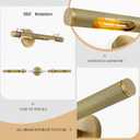 Hard-wired Knurled Picture Light, 19in Brass Picture Light for Wall, Dimmable Gold Art Lights, Rotatable 360 Sconce for Pictures Frame, Painting Wall Lights, Bathroom Wall Sconce, E12 Bulbs Included