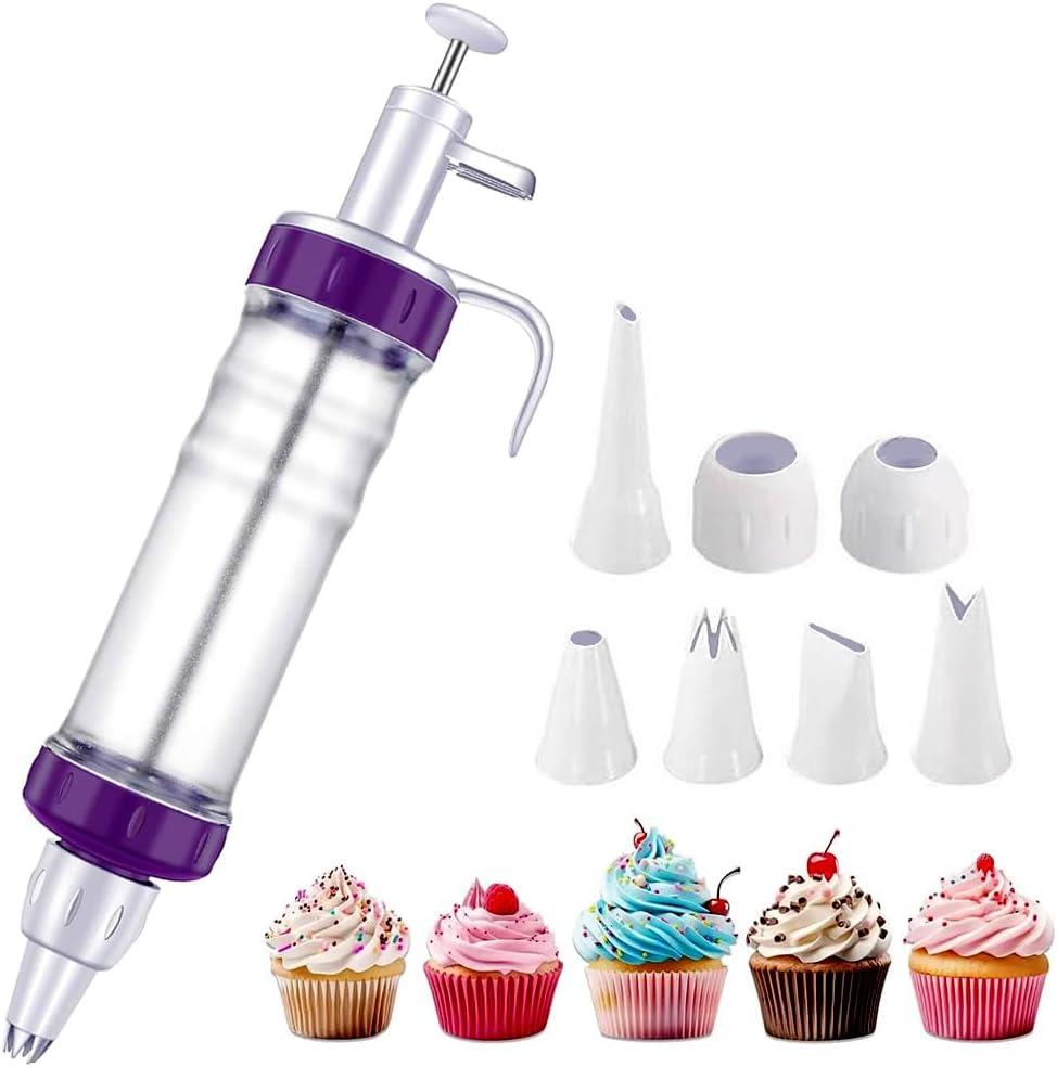 Dessert Decorating Syringe Set,Cupcake Frosting Piping Kit,Icing Dispenser Cake Decorating Tools with 7 Nozzles,Cupcake Filling Injector for Frosting & Decorating Cakes, Cookies, and Pastry