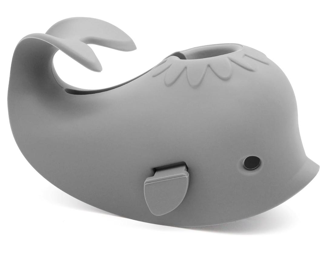 Baby Bathtub Faucet Cover, Baby Safety Protection Silicone Toys, Bath Spout Cover Baby Bathtub, Faucet Cover Baby Bathtub Silicone Whale for Kids, Toddler, Infant, Gifts for Children (Grey)