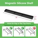 30 Inch Silicone Stove Top Shelf Magnetic for Kitchen, Strong Magnetic Heat Resistant Spice Rack Organizer for Over Stove Oven - (Black)