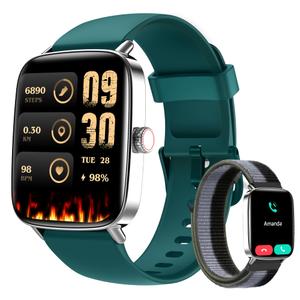 Smart Watch for Women Men, 1.85" HD AMOLED Fitness Tracker (Answer/Call) with 24/7 Heart Rate/Sleep/SpO2 Monitor for iPhone & Android, 120+ Sports Modes Smartwatch with IP68 Waterproof, 2 Bands