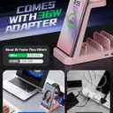 5 in 1 Wireless Charger for Samsung, Wireless Charging Station for Multiple Devices, Fast Charger Stand for Samsung Galaxy S26 Ultra S25 S24 S23 S22 Note 20 10 Z Fold 7 6 Galaxy Watch 7 6 5 Buds, Pink