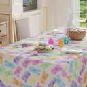 XCHI Colorful Watercolor Cute Bunny Rabbits Easter Tablecloth Square Table Cloth Washable Table Covers for Indoor Dining Home Party Decorations 60x60 Inch